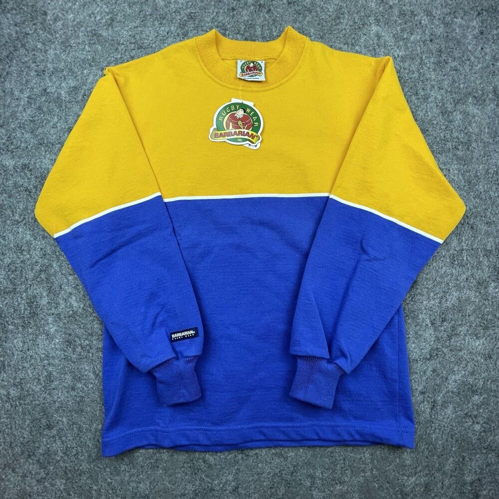 Barbarian Rugby Wear Sweatshirt Mens Small Blue Yellow‎ Colorblock